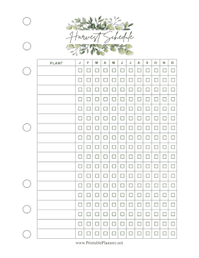 Harvest Schedule