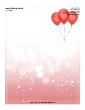 Heart Balloons Sparkle Letterhead