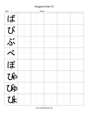 Printable Hiragana Writing Chart 13