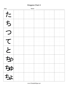 Printable Hiragana Writing Chart 4