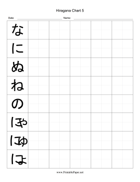 Printable Hiragana Writing Chart 5