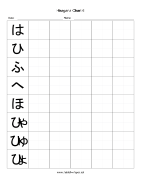 Printable Hiragana Writing Chart 6