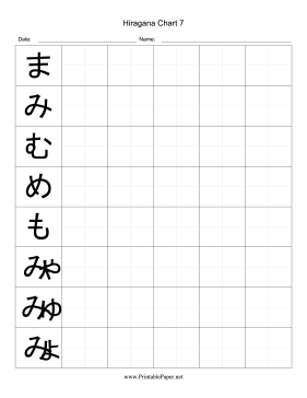 Printable Hiragana Writing Chart 7