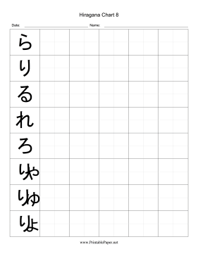 Printable Hiragana Writing Chart 8