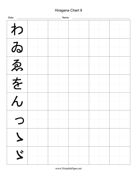 Printable Hiragana Writing Chart 9