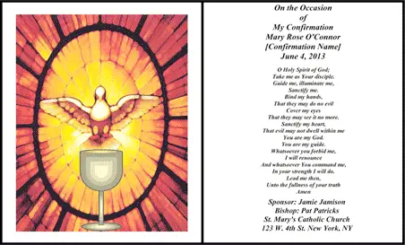 Holy Confirmation Card (2 per page)