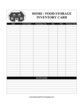 Home Food Storage Inventory Card