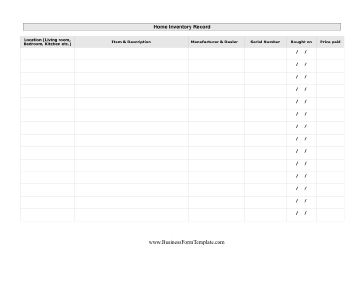 Home Inventory List of Possessions