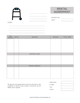 Home Medical Equipment Rental Agreement Template