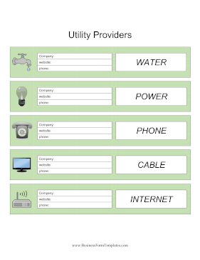 Home Utility Provider List