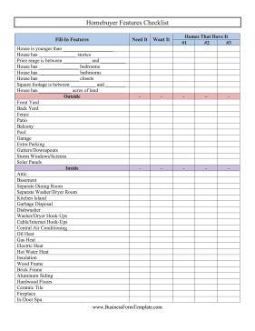 Homebuyer Features Checklist