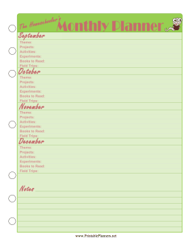 Homeschool — Monthly Planner Fall