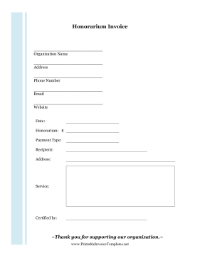 Honorarium Invoice Template