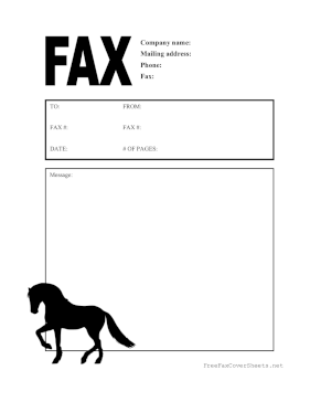 Horse Silhouette fax cover sheet