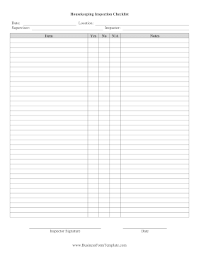 Housekeeping Inspection Checklist