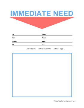 Immediate Need Fax Color fax cover sheet