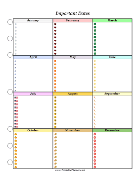 Important Dates Planner Colorful