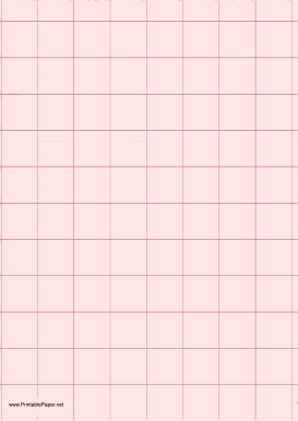 Printable Graph Paper - Light Red - One Inch Grid - A4