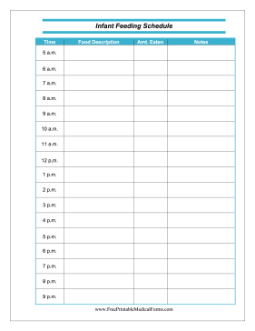 Infant Feeding Schedule