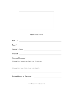 Insurance Claim fax cover sheet