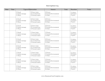 Interruptions Log