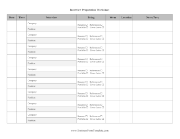 Interview Preparation Worksheet