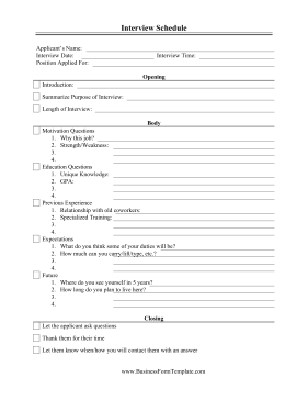 Interview Schedule