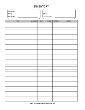 Inventory Count Form Template