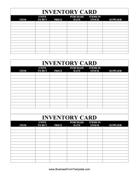 Inventory Cards — Black And White