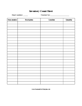 Inventory Count Sheet