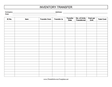 Inventory Transfer Template