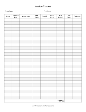 Invoice Tracker Portrait Template