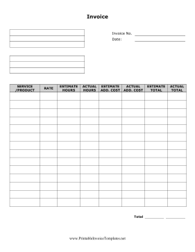 Invoice With Estimates Template