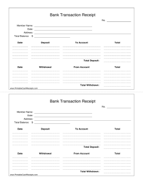 Itemized Bank Deposit Receipt