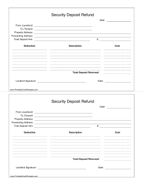 Itemized Security Deposit Receipt