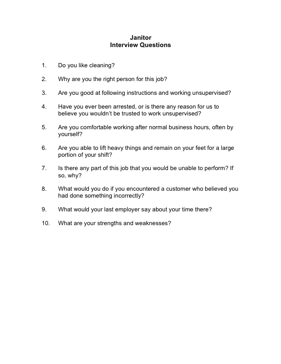 Janitor Interview Questions