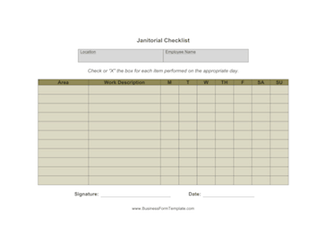 Janitorial Checklist