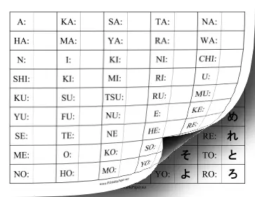 Printable Japanese Alphabet