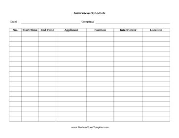 Job Interview Schedule