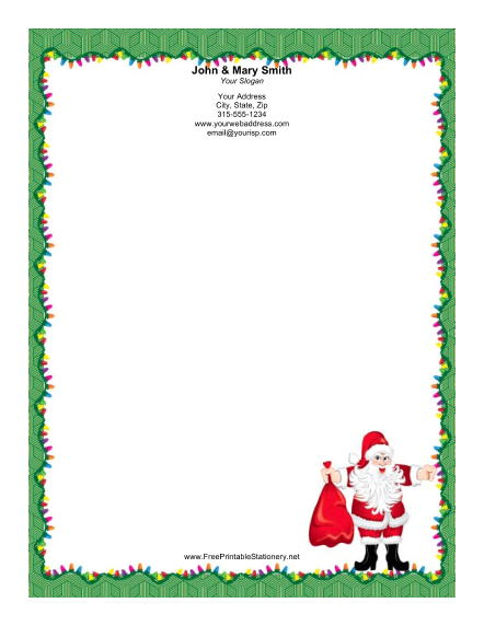 Jolly Santa Lights Border stationery design