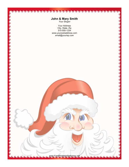 Jolly Santa Red Border stationery design