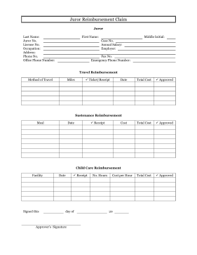 Juror Reimbursement Claim