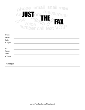 Just The Fax Cover fax cover sheet