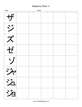 Printable Katakana Writing Chart 11