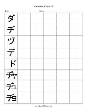 Printable Katakana Writing Chart 12