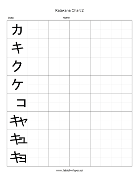 Printable Katakana Writing Chart 2