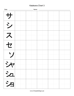 Printable Katakana Writing Chart 3