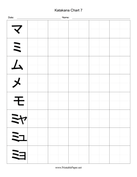 Printable Katakana Writing Chart 7