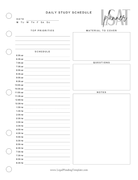 LSAT Planner Daily Study Schedule