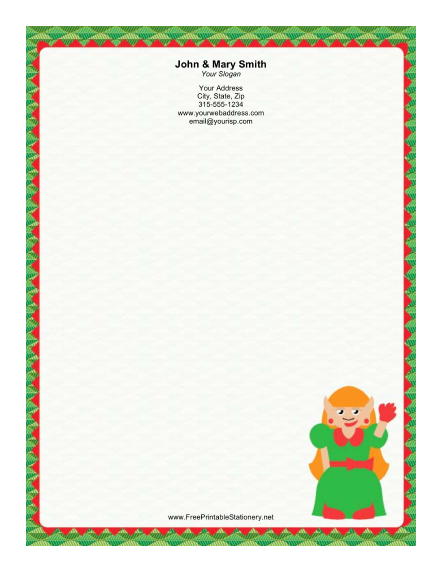 Lady Elf in Green stationery design